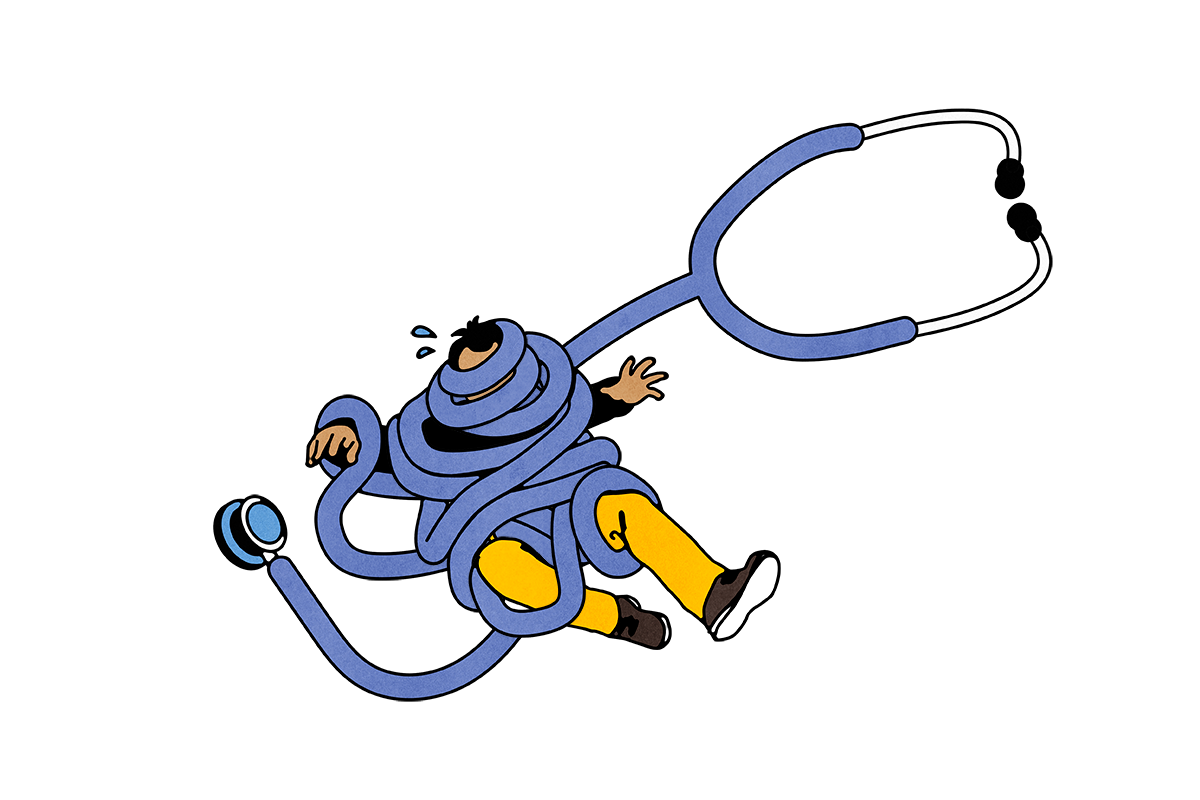 Illustration representing a Texas Marketplace enrollee weighing the cost of health coverage as subsidies shift.